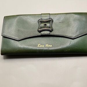 Princess Gardner Steerhide Green Lena Horn Wallet with Kisslock Vintage